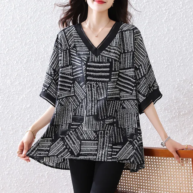 【ALLK 歐楷】新品上架 拼接配色上衣 黑色(尺寸L-XXL/中大尺碼/涼爽/透氣)