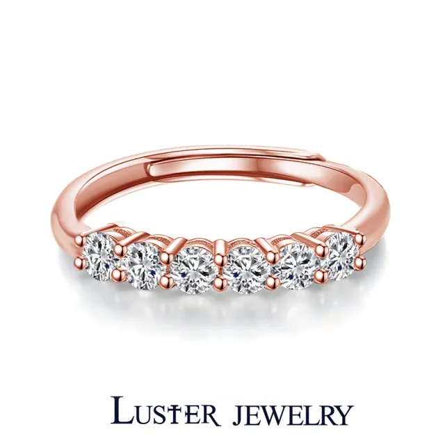 【Luster】38女王! 3分 D/VS 培育鑽 純銀 開運線戒 招財尾戒 鑽石戒指-三色任選(培育鑽x6 總重0.18克拉)