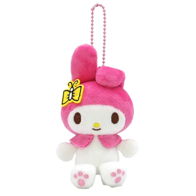 【小禮堂】Sanrio 三麗鷗 美樂蒂 絨毛玩偶吊飾 粉帽單垂耳蝴蝶結 變裝50週年(平輸品)