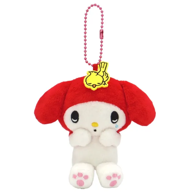 【小禮堂】雙11 Sanrio 三麗鷗 美樂蒂 絨毛玩偶吊飾 紅帽垂耳小鳥 變裝50週年(平輸品)