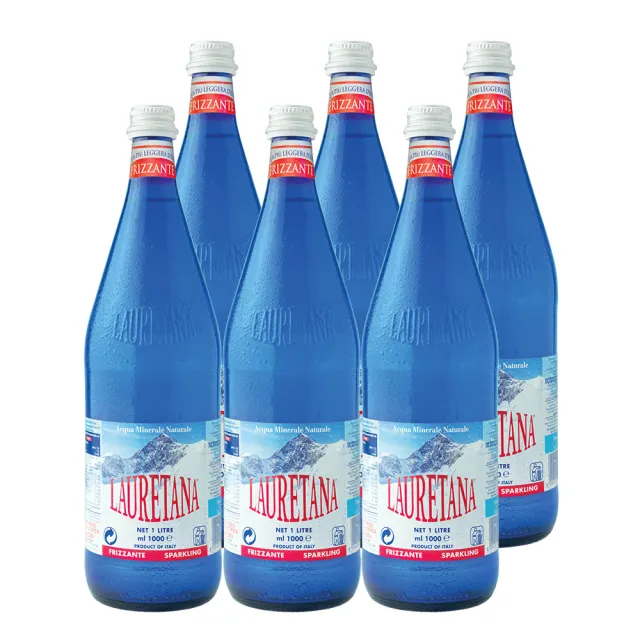 【LAURETANA 蘿莉塔娜】義大利 冰河氣泡水 玻璃瓶 1000mlx6入(氣泡水 官方直營)