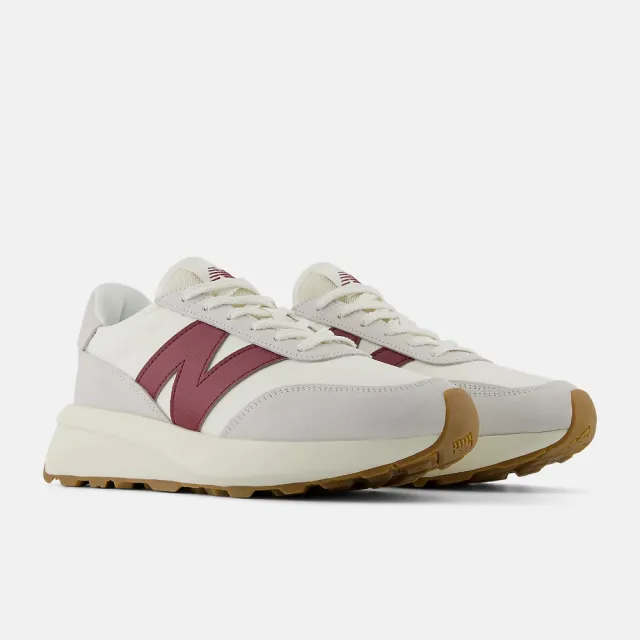【NEW BALANCE】370系列 男女鞋 海鹽白 酒紅 膠底 麂皮 復古 拼接(U370CB)