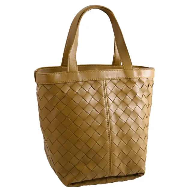 【BOTTEGA VENETA 寶緹嘉】簡約經典手工編織附萬用袋手提包托特包(駝)