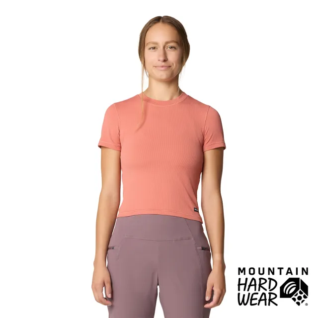 【Mountain Hardwear】Peak Knit™ Short Sleeve Shirt 素色羅紋短版短袖排汗衣 女款 朵紅 #2113451