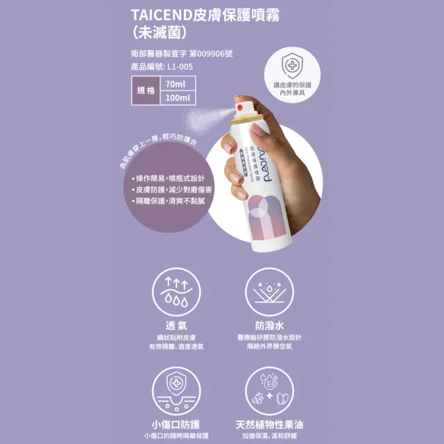 【TAICEND 泰陞】皮膚保護噴霧 100ml/盒(隔離防護)