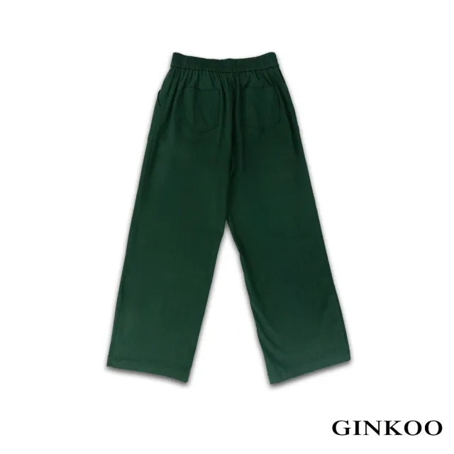 【GINKOO 俊克】綁帶流蘇寬口長褲