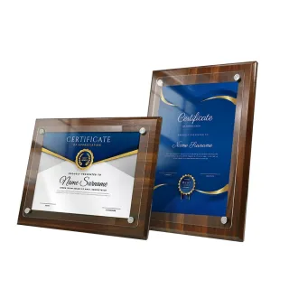 【ZHIPU 芝浦】A4木紋證書框亞克力相框獎狀框商用桌面立牌展示牌(橫豎兩用高清透亮金屬支架圓潤邊角)