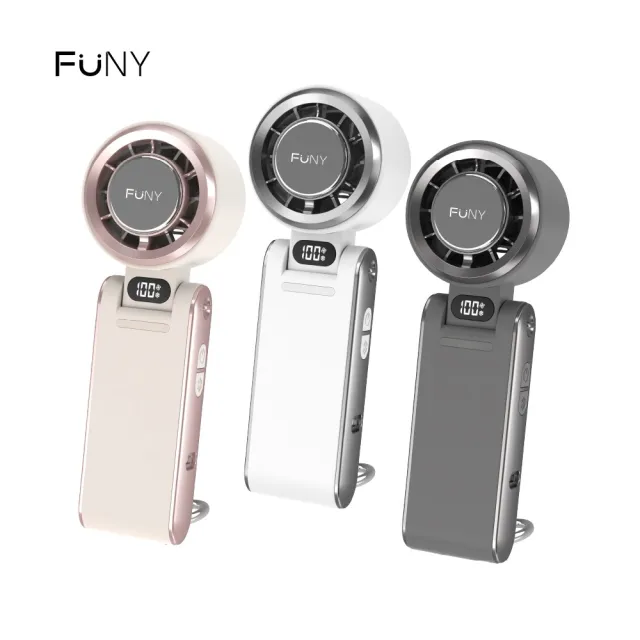 【FUNY】2025冰鎮渦輪多功能風扇 手持 脖掛風扇(可折角 底部掛勾可桌立 3秒製冷 100檔無級強風)