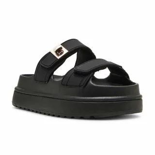 【steve madden】線上獨家款BIGSCHMONA-J 霧面雙帶厚底拖鞋(黑色)