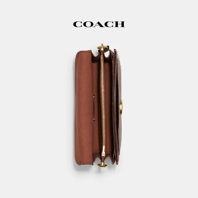 【COACH】蔻馳官方直營 TABBY 26 經典 SIGNATURE 帆布單肩手袋-棕黃色鏽紅色(CI032)