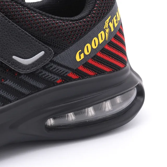 【GOODYEAR 固特異】紅雀 雙魔鬼氈氣墊塑鋼頭防護鞋 紅黑 男鞋 GAMX43910