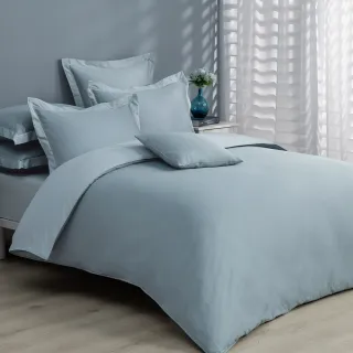 【Tonia Nicole 東妮寢飾】300織紗長纖細棉素色兩用被床包組-北歐藍 60支(加大)