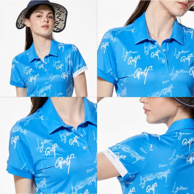 【Lynx Golf】女款吸排涼感抗UV抗菌機能橫條組織布料左袖剪接膠印設計短袖POLO衫/高爾夫球衫(二色)