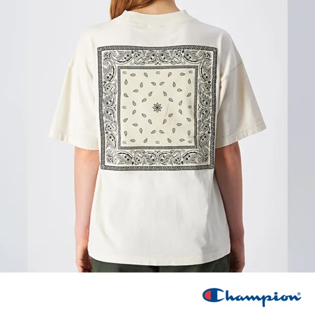 【Champion】官方直營 女款-Skate & Street 變形蟲寬版印花短袖TEE-淺米色(117449-YS015)