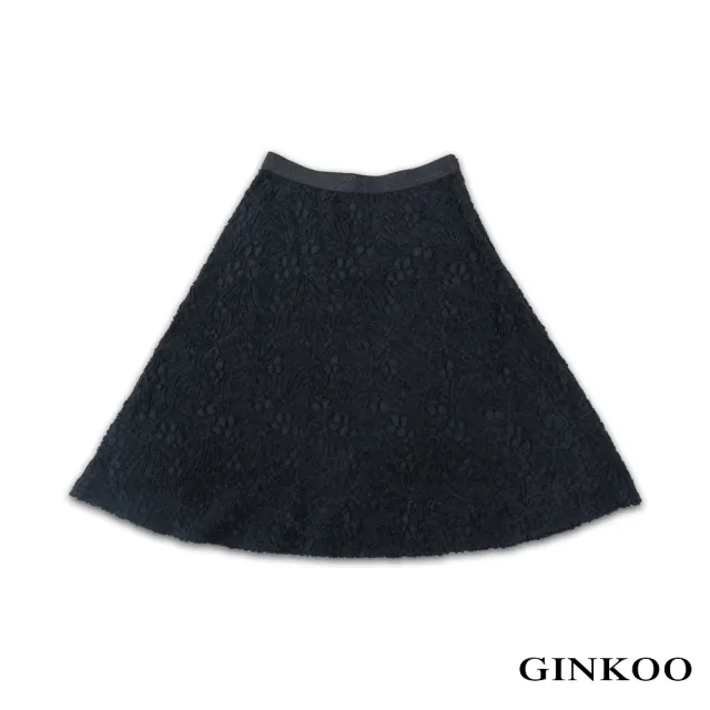 【GINKOO 俊克】鬆緊刺繡花紋圓裙