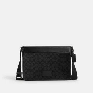 【COACH】蔻馳官方直營 DISTRICT經典Logo斜背包-炭黑色/黑色(CV761)