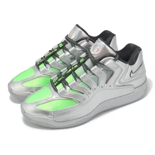 【NIKE 耐吉】籃球鞋 KD18 EYBL EP 男鞋 金屬銀 綠 Durant 氣墊(IF2518-001)