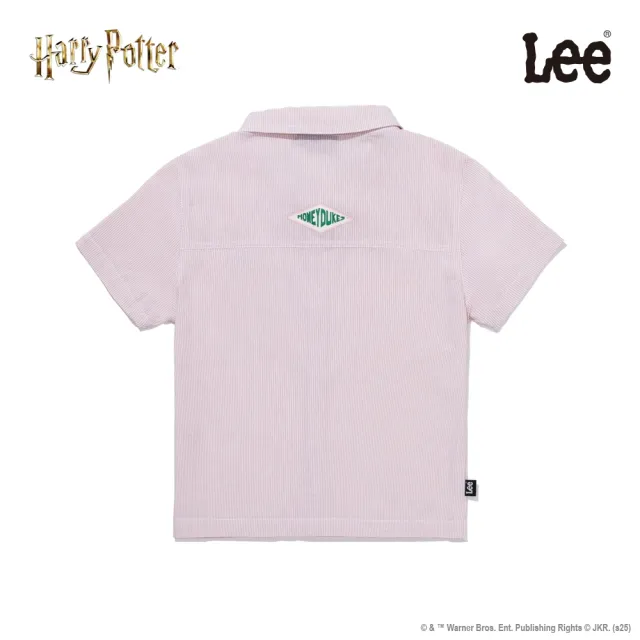 【Lee 官方旗艦】童裝 短袖休閒襯衫｜細直條 柏蒂豆｜季節性版型 共2色｜哈利波特(LB505002)