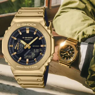【CASIO 卡西歐】G-SHOCK 多功能雙顯腕錶 聖誕節 禮物 送禮(GM-2100YMG-9A)