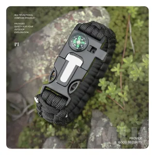 【Mr.U 優先生】多功能 求生手環 2入組(切割器 防水 打火石 口哨 指南針 傘繩 露營 童軍 避難 地震包)