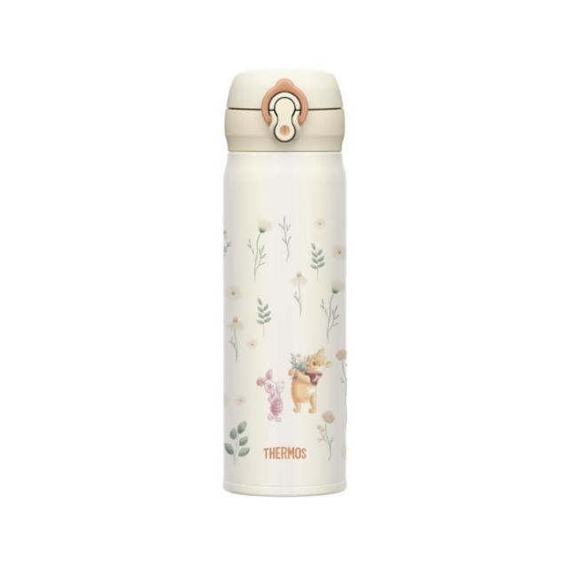 【THERMOS 膳魔師】小熊維尼花園篇不鏽鋼超輕量彈蓋真空保溫杯500ml(JNL-502WP-GD)
