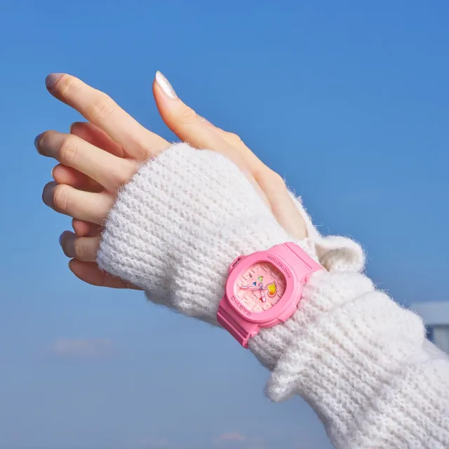 【CASIO 卡西歐】BGA-10系列 BGA-10-4A 變色的心形指針腕錶 粉 42.1mm(BGA-10-4A)