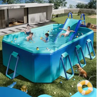 【DaoDi】泳池 免充氣鋼架款折疊游泳池3米(附豪華戲水組 兒童戲水池 摺疊泳池 家庭水池 儲水桶)