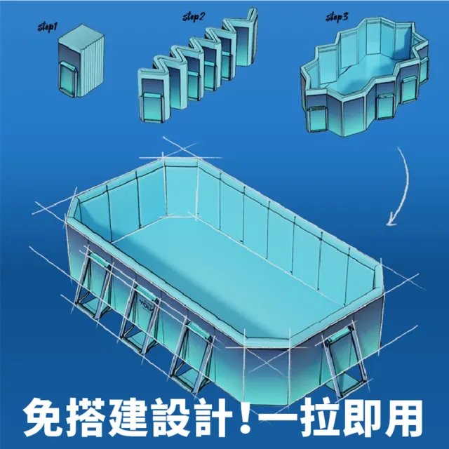 【DaoDi】泳池 免充氣鋼架款折疊游泳池3米(附豪華戲水組 兒童戲水池 摺疊泳池 家庭水池 儲水桶)