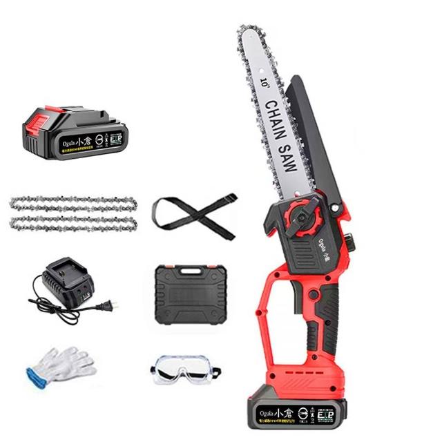 【Ogula 小倉】電鏈鋸 自動噴油 立體散熱 10寸無刷數顯（五節一電）2鏈條+座充(油壺鏈鋸/鏈鋸機/伐木鋸)