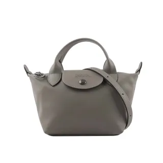 【LONGCHAMP】LE PLIAGE XTRA 牛皮迷你二用折疊包(斑鳩灰)