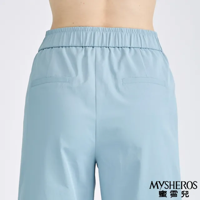【MYSHEROS 蜜雪兒】造型七分闊腿褲 日系百搭垂墜感(水藍)