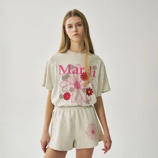 【MARDI MERCREDI】印花短TEE 燕麥色 經典小雛菊 繽紛粉花 純棉 TSHIRT FLOWERMARDI BLOSSOM
