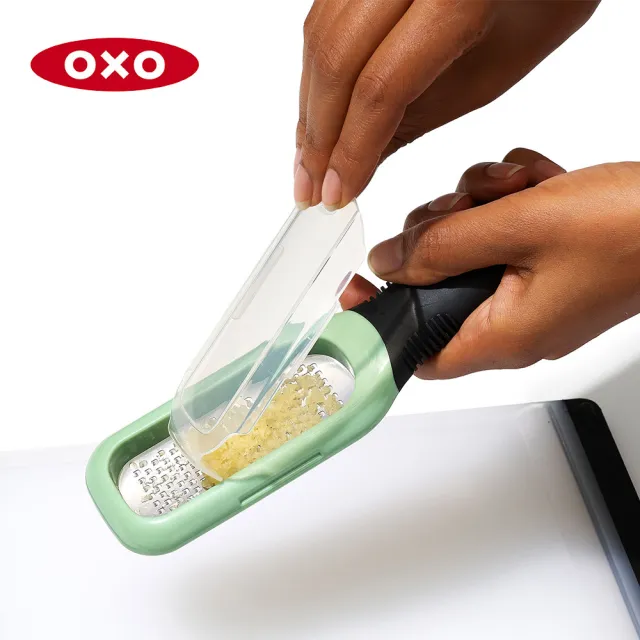 【美國OXO】好好握薑蒜磨泥器(好握防滑 304不鏽鋼 鋒利滑順 附安全收納蓋)