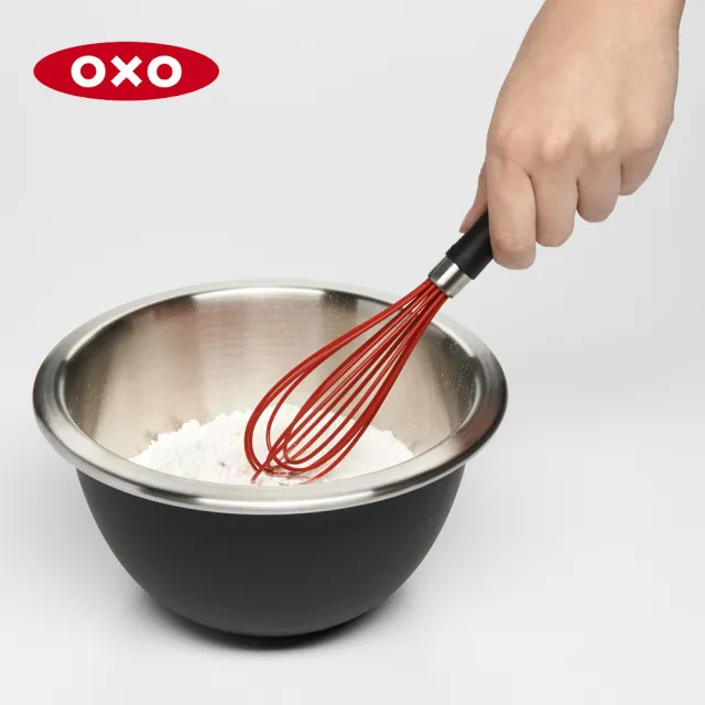 【美國OXO】烘焙經典工具3件組(矽膠刮刀+矽膠打蛋器+2.8L不鏽鋼攪拌盆)