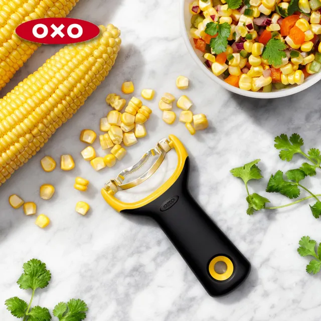 【美國OXO】減醣料理3件組(蔬果削鉛筆機+醬汁搖搖量杯+玉米刨粒刀)
