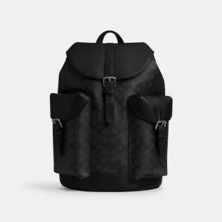 【COACH】蔻馳官方直營 WARNER經典Logo後背包-炭黑色/黑色(CW211)