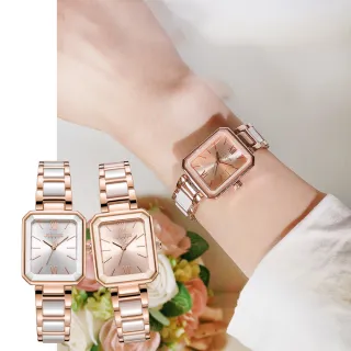 【JULIUS 聚利時】巴洛克之旅 陶瓷鍊帶方形腕錶 JA-1273(四色/23.5X28mm)