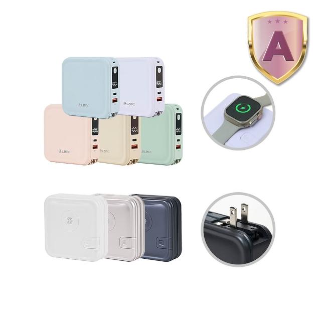 Lapo WT-08 LaPO WT-08 行動電源採用Li-Polymer鋰聚合物電池,額定容量6750mAh,電芯容量5200mAh-10000mAh,尺寸僅87x87x33mm,重量305g,輕巧口袋攜帶。支援DC 5V/3A快充輸出,輸入DC 5V/2A,充電時間約3小時以上。提供微墨藍、琉光金、柔霧白顏色選擇,自帶Type-C+Lightning蘋果線或Type-C+Type-C線,完美相容iPhone與Android。透過BSMI認證(許可字號R33G35),保固1年,適合日常出門補電,電池壽命依使用習慣而定。