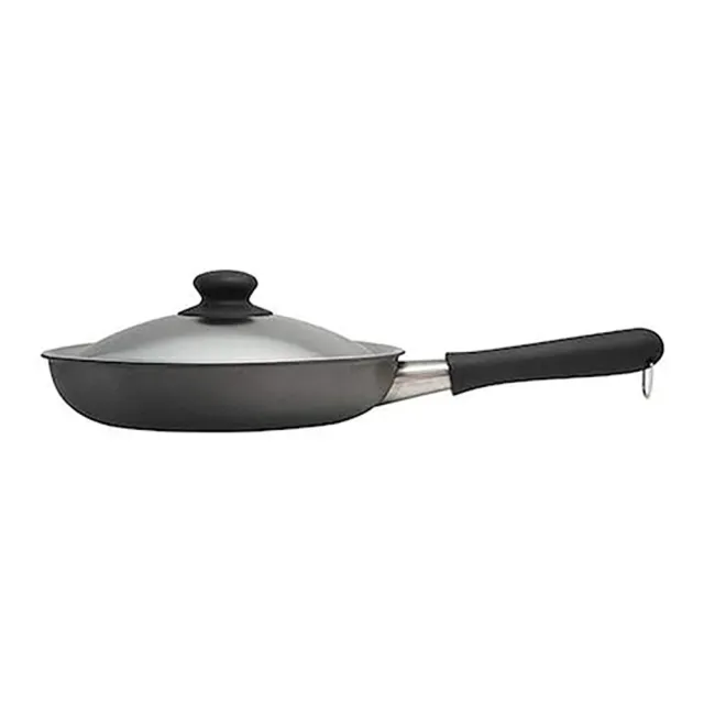 【IUSE】日本製 柳宗理 雙網紋單手鐵鍋22cm/附蓋(IH適用.導熱效率好)