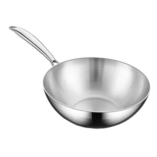 【鏗鏘】316不鏽鋼炒鍋 七層複合鋼 炒菜鍋 煎炒鍋(26cm無鉚釘 無塗層平底鍋 電磁爐通用款)