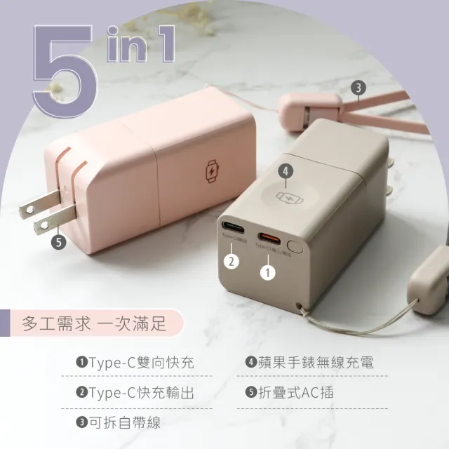 【KINYO】超迷你帶線行動電源 apple watch充電 WH標示(KPB-2652)