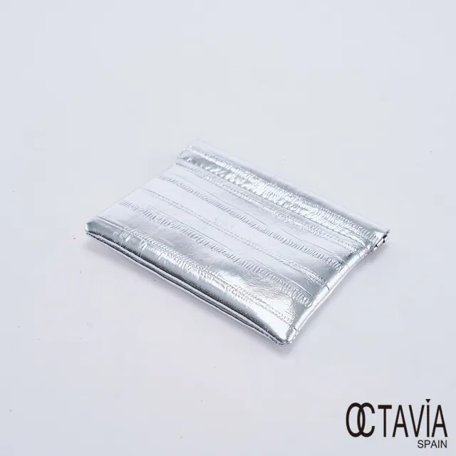 【OCTAVIA 8】雙11 OCTAVIA 8 真皮- 超魅力 金屬時尚彈壓多用途短夾零錢包 - 十足銀