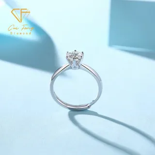 【CF Diamond】戒指 莫桑鑽《經典六爪》(1克拉  女戒 鑽戒 生日禮物 求婚)