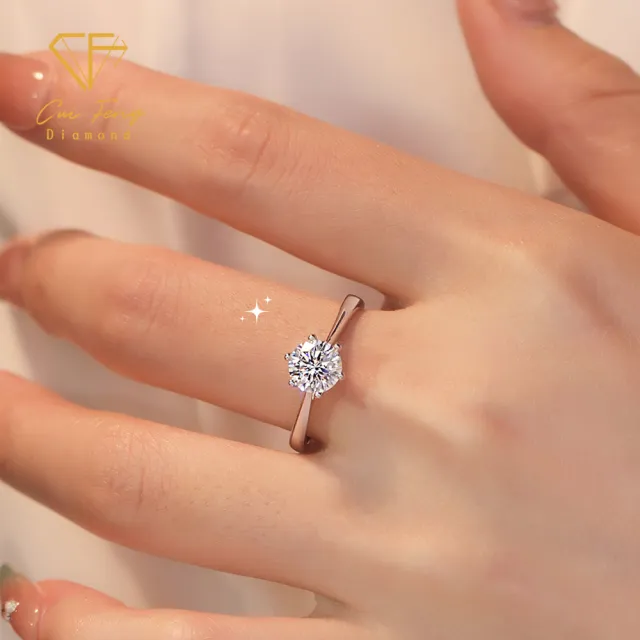 【CF Diamond】戒指 莫桑鑽《經典六爪》(1克拉 七夕情人節 女戒 鑽戒 生日禮物 求婚)
