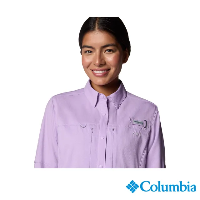 【Columbia 哥倫比亞】防曬UPF40涼感快排長袖襯衫UFL40290(淺紫色)