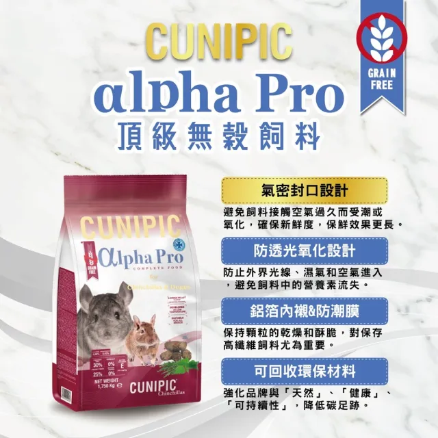 【CUNIPIC】alpha Pro頂級無穀龍貓飼料 1.75kg(龍貓飼料、龍貓主食、龍貓照護、龍貓保健)