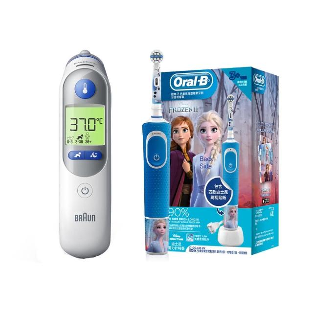 【BRAUN 百靈】耳溫槍 IRT6525++ORAL-B D100KIDS 兒童充電式電動牙刷(兒童強打組)