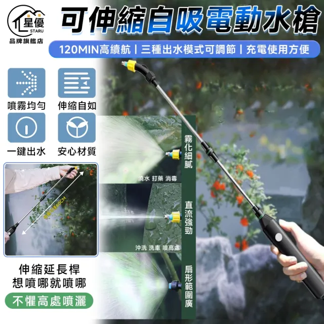 【星優】電動噴霧器 電動噴霧槍 消毒噴霧器  噴霧機(可調式噴頭 60cm伸縮加長 可自吸水)