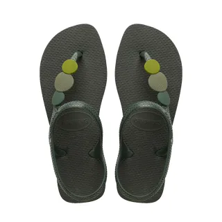 【havaianas 哈瓦仕】涼鞋 女鞋 夾腳拖 拖鞋 雞蛋花 Flash Urban Plus 墨綠 4144382-4896W(哈瓦士)
