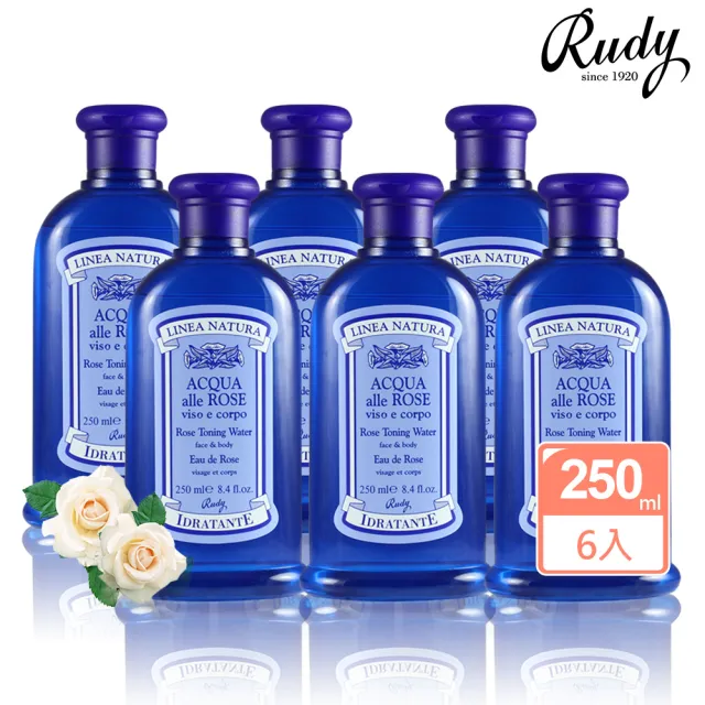 【義大利Rudy】保濕玫瑰純露化妝水250mlx6(總代理公司貨)